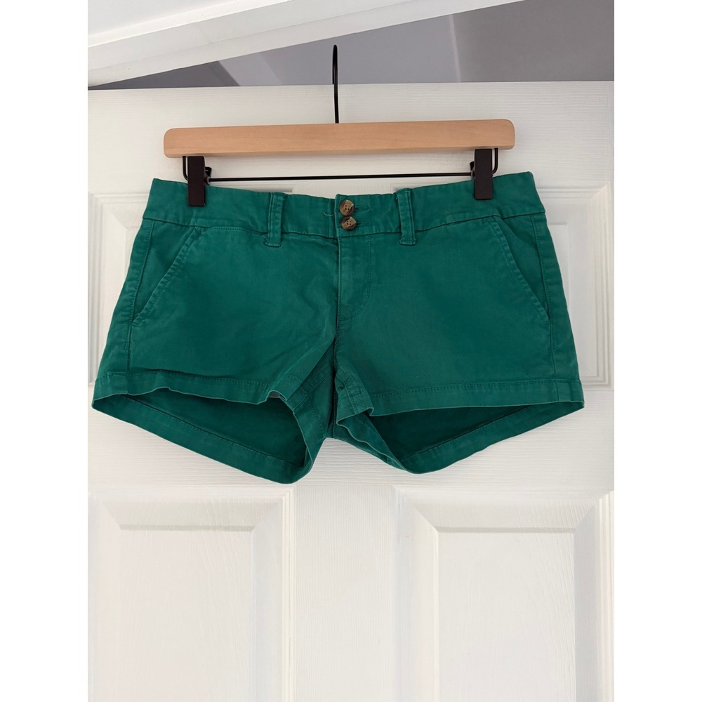 Y2K American Eagle Micro Chino Shortie Shorts Green Retro Preppy‎